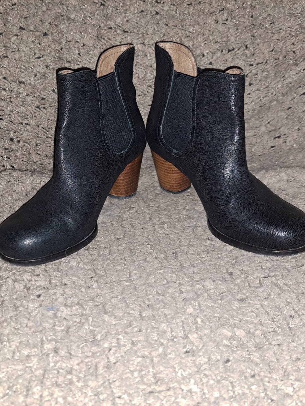 CAMPER-Annie-Black Textured Leather Chelsea Bootie-Block Heel-Sz 38-Excellent - Picture 4 of 8